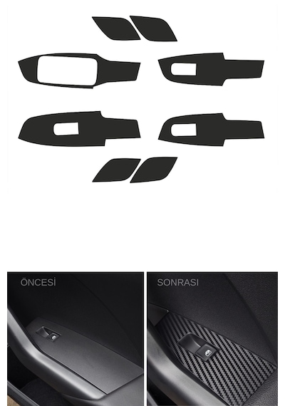 Volkswagen Taigo Uyumlu İç Trim Folyo Set / Mat Karbon Siyah