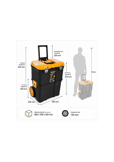 Super Bag Çift Katlı Tekerlekli Takım Çantası, Çekilebilir Saplı Modüler Alet Kutusu, Üst Organ Belirtilmemiş