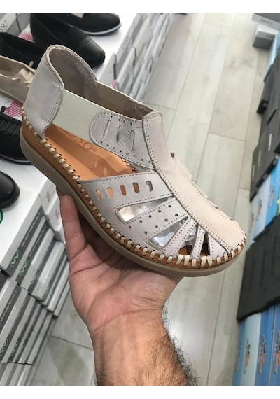 Casso Önü Kapalı Ortopedik Hakiki Deri Sandalet Toprak