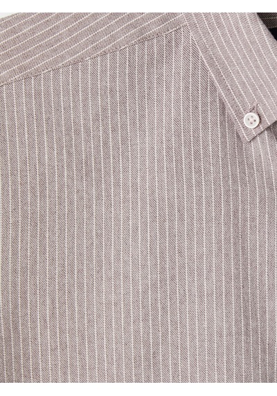 Lcwaıkıkı Classic Mürdüm Regular Fit Çizgili Gabardin Erkek Gömlek