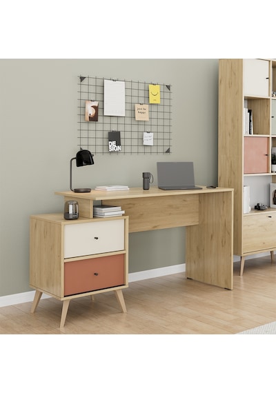 Adore Mobilya Terra 2 Çekmeceli Çalışma Masası-florida Meşe/Karışık Renk 129 x 75 x 55 CM Adore Mobilya Terra 2 Çekmeceli Çalışma Masası-florida Meşe/Karışık Renk 129 x 75 x 55 CM