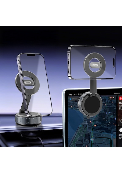 Go Des Gd-hd241 360 Derece Dönebilen Vakum Özellikli Magnetik Telefon Tutucu Siyah Siyah