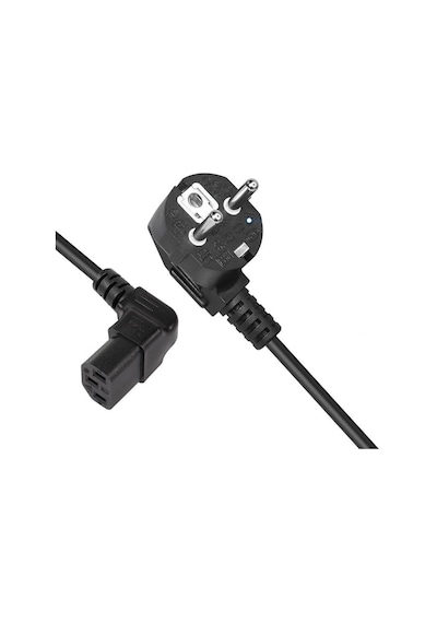 C13 Power Kablo - Yukarı Dik Açı 90 Derece Dirsek L Tip - Standart Güç Kablosu - 1.8 Mt
