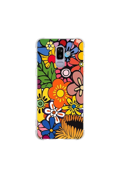 Samsung Galaxy J8 Uyumlu Retro Color 2 Baskılı Şeffaf Köşe Korumalı Antişok Kılıf