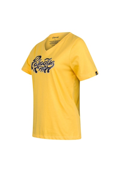 2as Alone Baskılı V Yaka Kadın T-shirt 406 Sarı