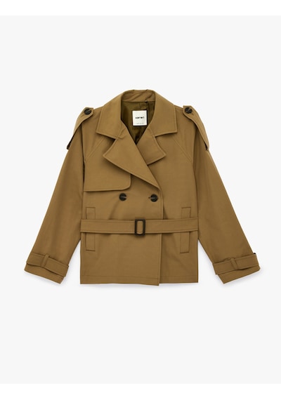 Koton Uzun Kollu Düğmeli Cepli Kruvaze Kemerli Gabardin Kısa Trençkot Haki 6sak00081ew Haki Koton Uzun Kollu Düğmeli Cepli Kruvaze Kemerli Gabardin Kısa Trençkot Haki 6sak00081ew Haki