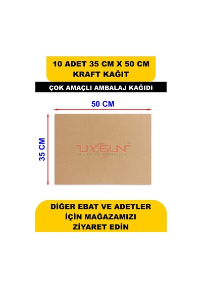10 Adet 35cm X 50cm 100 Gr. Baskısız Kraft Kağıt, Hediye Ürün Paketleme, Oto Paspası, Çocuk Etkinlikleri