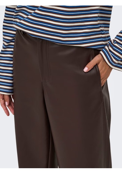 Only Onlneli Mw Faux Lea Barrel Kadın Pantolon 15376856 Kahve