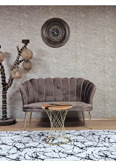 İkili Papatya Çay Seti Koltuk Gold Sivriltme Ayak, Balkon, Salon 001
