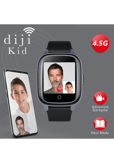 Dijikid 4.5g Akıllı Çocuk Saati, Görüntülü Görüşme - Konum - Sesli Görüşme - Sos Acil Arama - Okul Modu - Koldan Çıktı Sensörü Siyah Yok