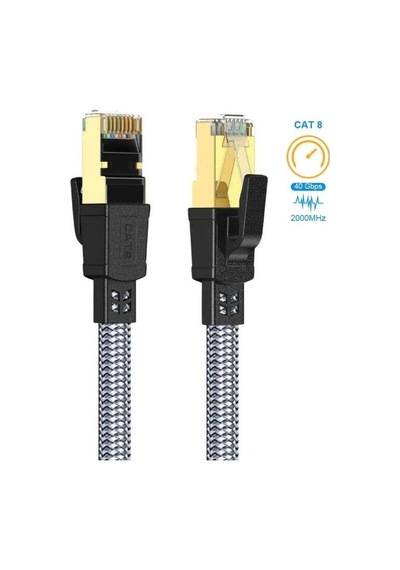 Hi Link Flat Örgülü Cat8 3 Metre Ethernet Kablo Yüksek Hızlı 40gbps 2000mhz Ethernet Kablosu Fk0803