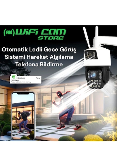 Çift Kameralı 42x Optik Zoom Dev Metal Kasa Wıfı Kamera