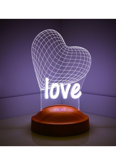 3D Led Lamba 3 Boyutlu 14 Şubat Love Özel Hediye Gecelambası Çok Renkli