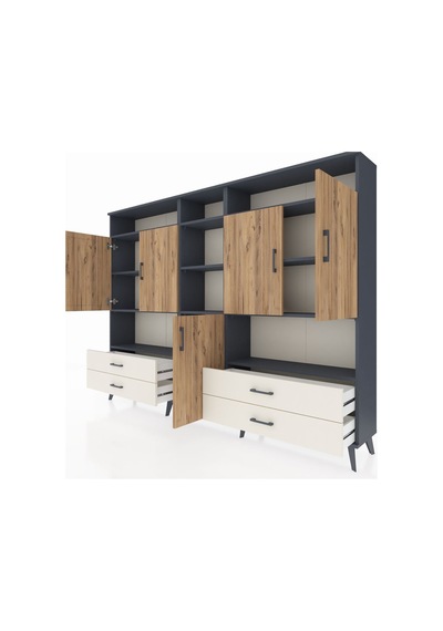 Arges Dolap 12 Raflı 4 Çekmeceli 5 Kapaklı 220x30x163 Antrasit-çam/aytaşı Atlas Çam/aytası - Antrasıt Arges Dolap 12 Raflı 4 Çekmeceli 5 Kapaklı 220x30x163 Antrasit-çam/aytaşı Atlas Çam/aytası - Antrasıt