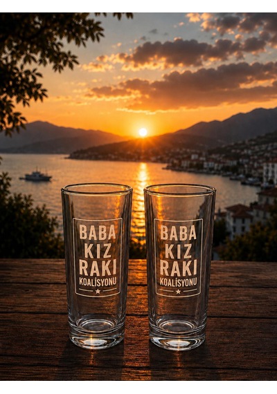 Baba Kız Rakı Koalisyonu Özel Tasarım Rakı Bardağı 2 Li