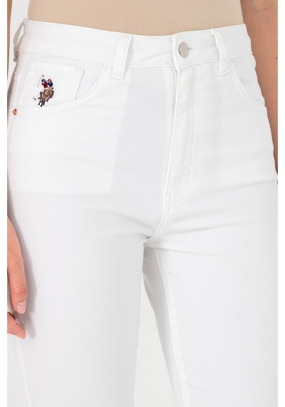 U.S. Polo Assn.  Kadın Beyaz Slim High Waist Fit Jean Pantolon 50288512-DN0015
