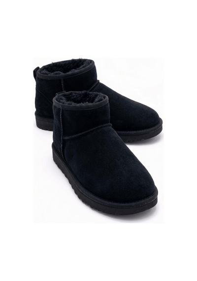 Neon Shoes Mini Süet İçi Kürklü İnce Taban Kadın Bot Siyah
