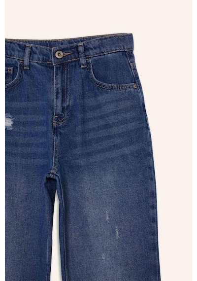 Defacto Erkek Çocuk Loose Fit Yırtık Detaylı Düz Paça Jean Pantolon G3257a825wnnm28 Mavi