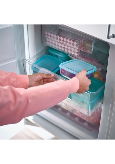 Ikea Pruta 3'lü Gıda Saklama Kabı Seti 600 Ml 14 X 14 X 6 Cm Şeffaf Turkuaz