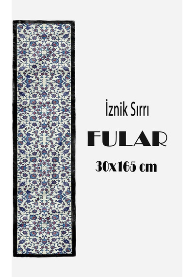 İznik Sırrı Desen Şık & Zarif Kadın Aksesuarı Saten Fular 30x165cm Çok Renkli