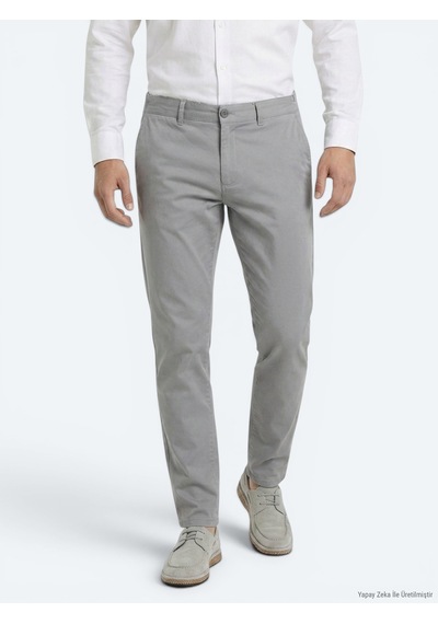 Kip Gri Dokuma Jogging Fit Casual Pamuk Karışımlı Pantolon Gri -