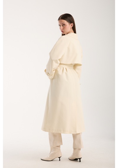 Kadın Oversize Astarlı Trençkot Vizon