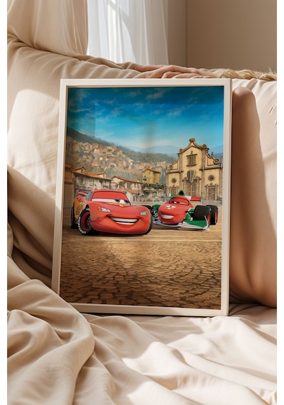 Şimşek Mcqueen İtalya Yarışı Çerçeveli Tablo - Lüks Çocuk Odası Arabalar Serisi Avrupa Temalı Dekor Beyaz Şimşek Mcqueen İtalya Yarışı Çerçeveli Tablo - Lüks Çocuk Odası Arabalar Serisi Avrupa Temalı Dekor Beyaz