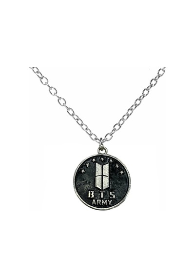 Bts Army Logolu Siyah Metal Kolye 60 Cm Uzun Zincirli K-pop Takı Çok renkli