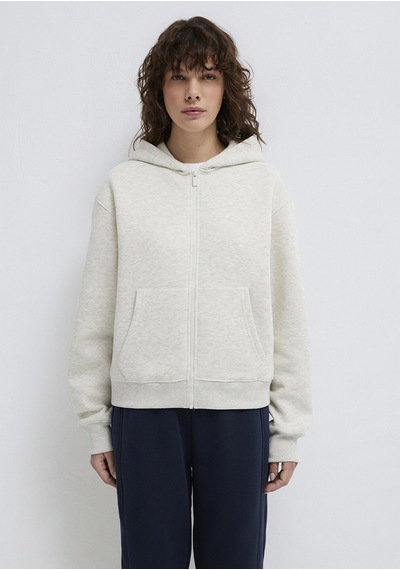 Mavi - Mavi Logo Nakış Detaylı Kapüşonlu Bej Sweatshirt 1s10532-85576 Bej
