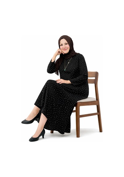 Hira Life Fashion Kadın Bisiklet Yaka Ful Kristal İki İplik Batal Tesettür Elbise Siyah Siyah Hira Life Fashion Kadın Bisiklet Yaka Ful Kristal İki İplik Batal Tesettür Elbise Siyah Siyah