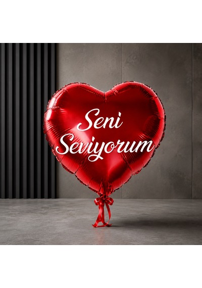 Vıp Kalite 19 Adet Seni Seviyorum Kırmızı Kalpli Folyo Balon 46 Cm Şişer Parlak Metalik Kalpli Balon