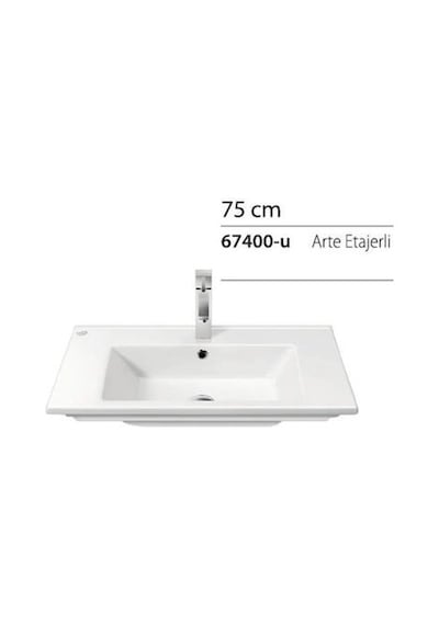Turkuaz Seramik Arte Etajerli 75x45 cm Lavabo