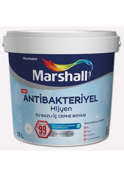 Marshall Antibakteriyel Hijyen Iç Cephe Duvar Boyası15 L (20 KG) (415439527)