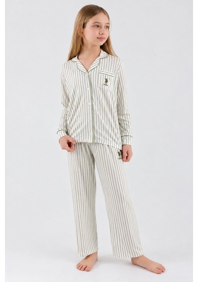 U.s. Polo Assn. Kız Çocuk Modal Pamuklu Kışlık Önden Düğmeli Uzun Kol Regular Fit Pijama Takım Yeşil U.s. Polo Assn. Kız Çocuk Modal Pamuklu Kışlık Önden Düğmeli Uzun Kol Regular Fit Pijama Takım Yeşil