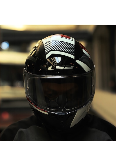 Şeffaf Cam + Ls2 Rapid 2 Race Extra Kask Beyaz - Kırmızı