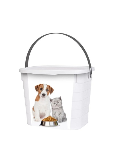 Kulplu Evcil Hayvan Mama Saklama Kutusu 7,3 Litre, Kapaklı Kedi Ve Köpek Kuru Maması Kumu Kovası