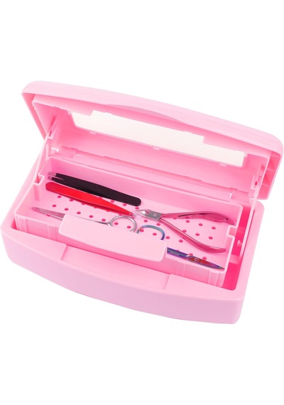 Ellea Nail Çift Bölmeli Manikür Pedikür Aletleri Sterilizasyon Kutusu Pembe