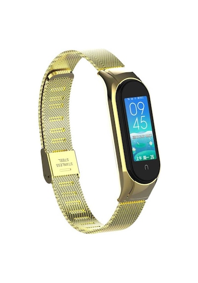 Ekılıf - Xiaomi Mi Band 5 Uyumlu - Kordon Metal Kordon Krd-06 - Gold