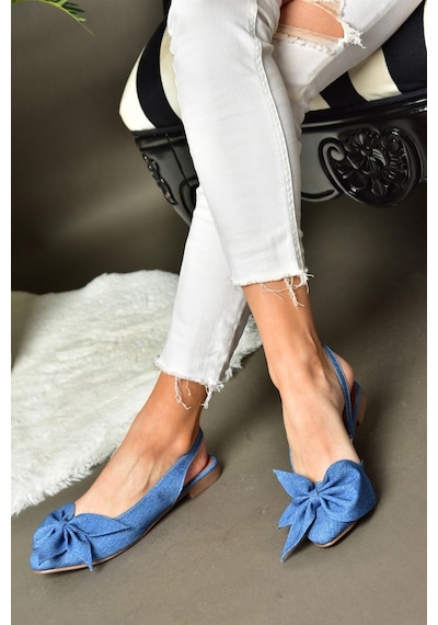 Fox Shoes H726809004 Lacivert Kot Kumaş Kadın Babet Lacivert