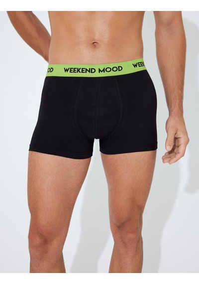 Koton 3'lü Boxer Seti Slogan Baskılı Pamuklu Siyah 5wlm90040mk Siyah