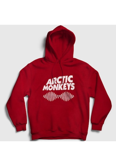 Presmono Unisex Cover Arctic Monkeys Kapüşonlu Sweatshirt Kırmızı