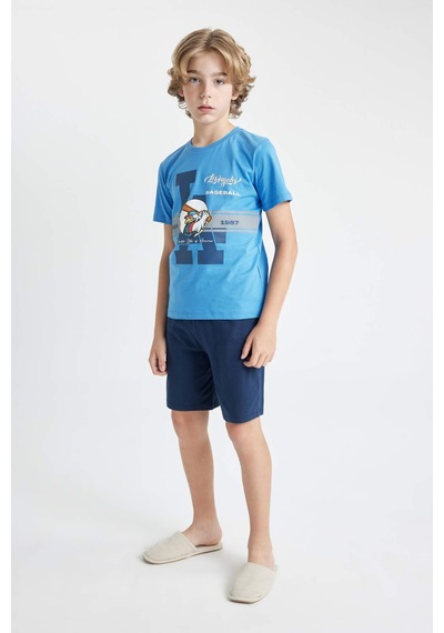 Defacto Erkek Çocuk Baskılı Kısa Kollu Şortlu Pijama Takımı C7911a824smbe277 Mavi Defacto Erkek Çocuk Baskılı Kısa Kollu Şortlu Pijama Takımı C7911a824smbe277 Mavi