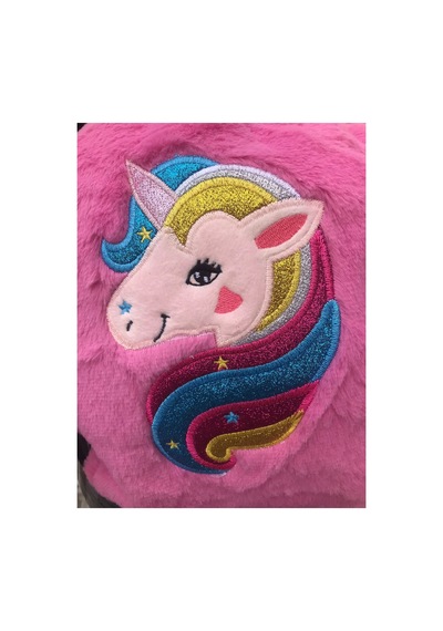 Unicorn Desenli Peluş Sırt Çantası Pembe Çok Renkli