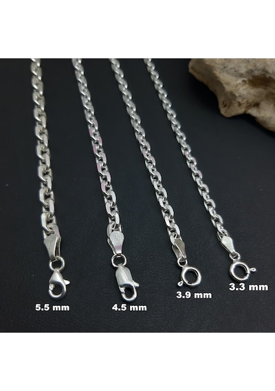 Bir Gümüş Aşkı 925 Ayar Gümüş 3 MM Forsa Model Erkek Zincir Kolye