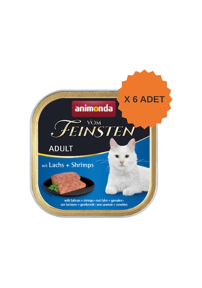 Animonda Vom Feinsten Somonlu Ve Karidesli Yetişkin Kedi Konservesi 100gr X 6 Adet