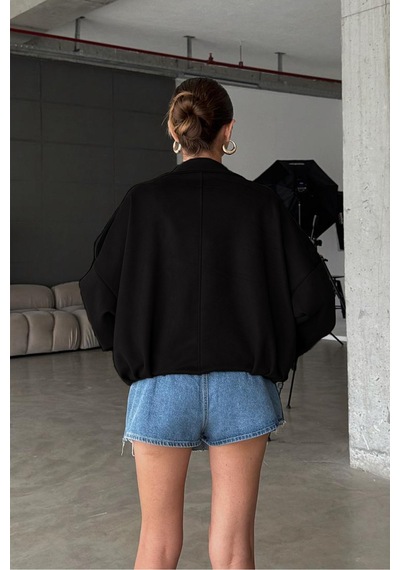 Öner Oversize Kadın Bomber Siyah Süet Deri Ceket Siyah5567rxd Siyah5567rxd