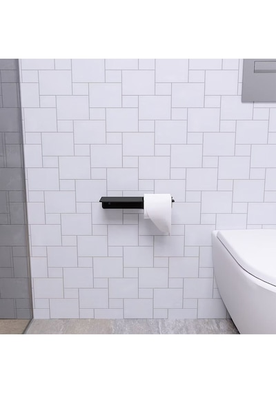 Aju Tuvalet Kağıtlığı, Modern Metal Rulo Tuvalet Kağıdı Tutucu, Banyo Aksesuarları, Rafı, Düzenleyici Siyah
