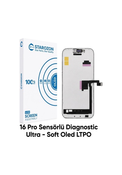 Starozon - Apple iPhone Uyumlu 16 Pro Sensörlü Diagnostic Ultra-soft Ekran Panel