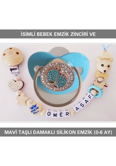 Sahi Aksesuar İsimli Bebek Emzik Zinciri Ve Silikon Emzik Seti Bezyı376 Çok Renkli