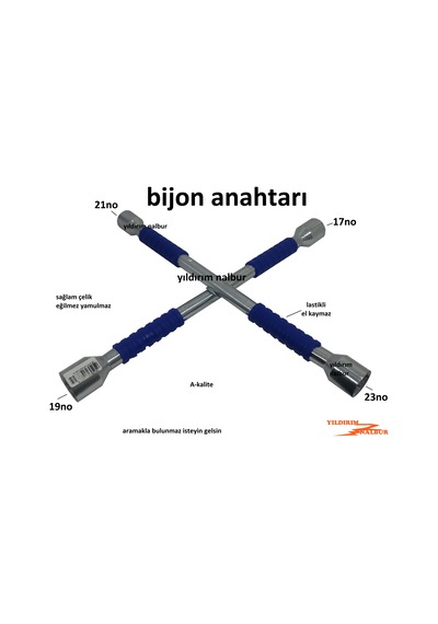 Bijon Anahtarı Lastikli 17.19.21.23 Çelik Lastik Anahtarı Tamir A